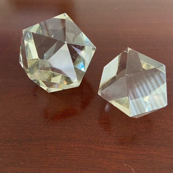 2 Rough Cut Crystal Paperweights Clear with hint of Smoky color READ - Picture 3 of 10